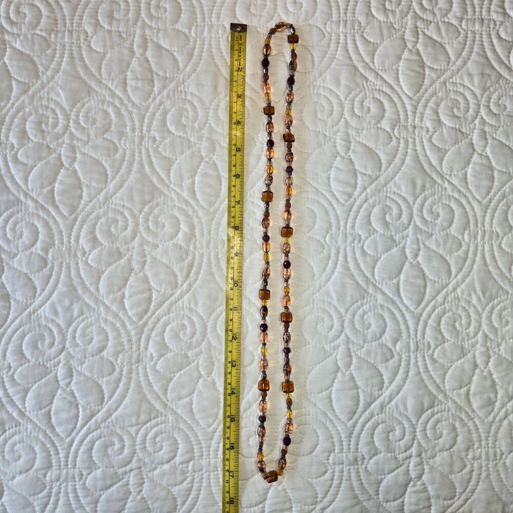 Handmade Beaded Necklace or Wrap Bracelet Brown, Red, Orange Bohemian - Picture 7 of 7